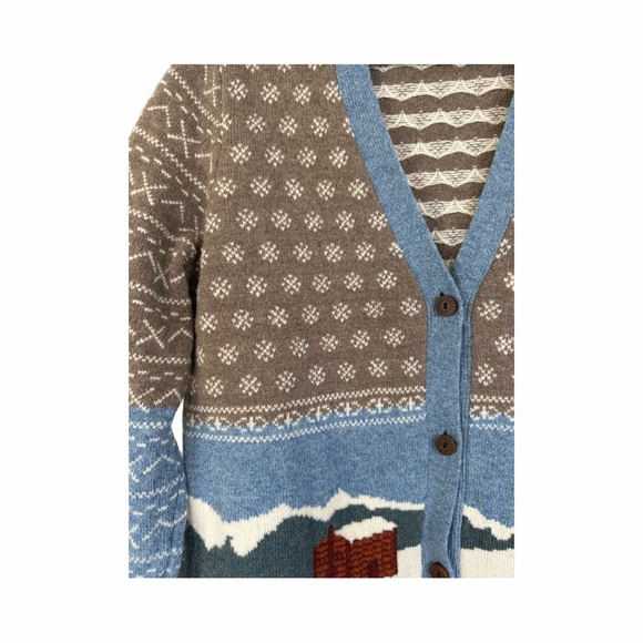 Woolrich 100% Lambs wool button down cardigan. Woods/cabin novelty size XL - Picture 2 of 8